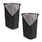 Mind Reader 60L Ventilated Slim Laundry Hamper with Cut Out Handles & Attached Hinged Lid, 2ct.